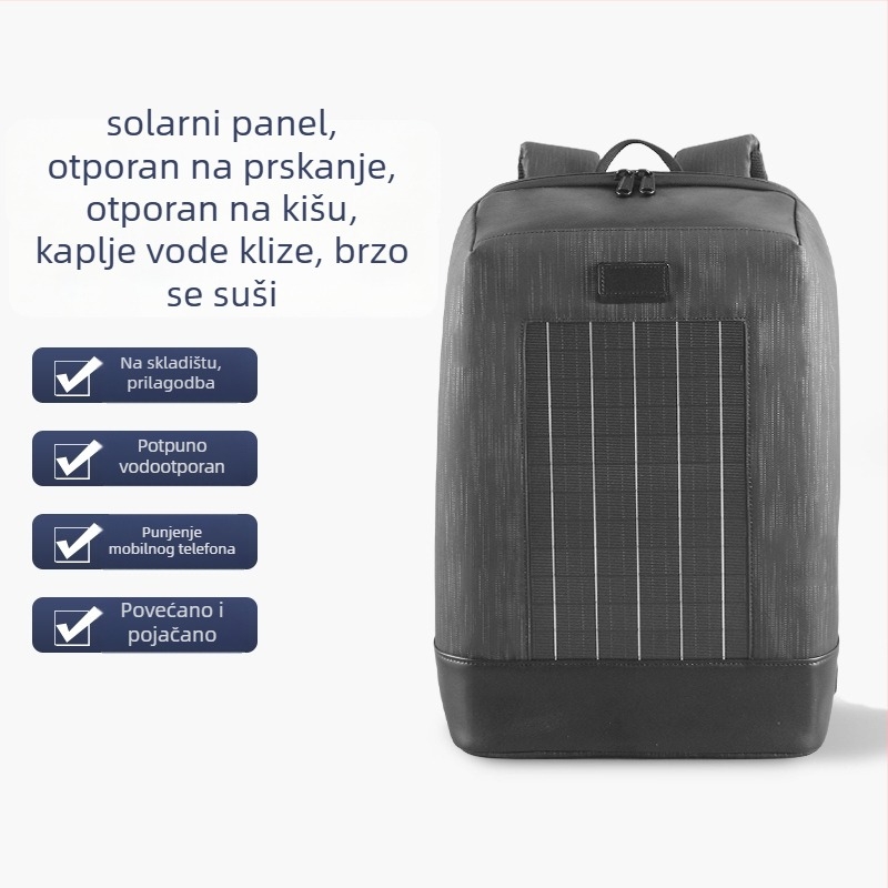 Ruksak sa solarnim punjenjem, USB vanjski interfejs, vodootporan i otporan na habanje, kapacitet 20–35 L, Oxford platno