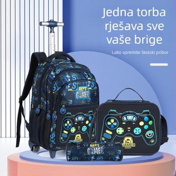 Dječji školski ruksak s karikaturnim stilom, kapacitet 20–35 L, poliester, zaštita kralježnice, naramenice s zračnim jastukom, uzorak slova