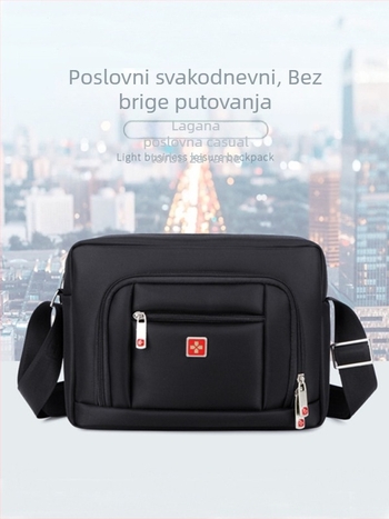JANGEAR muška torba za ramena, Oxford platno, crossbody na jedno ramena, gradski jednostavan stil, antibakterijska i otporna na habanje, vodoravni kvadratni oblik, jednofarbna