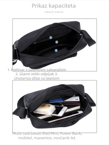 JANGEAR muška torba za ramena, Oxford platno, crossbody na jedno ramena, gradski jednostavan stil, antibakterijska i otporna na habanje, vodoravni kvadratni oblik, jednofarbna