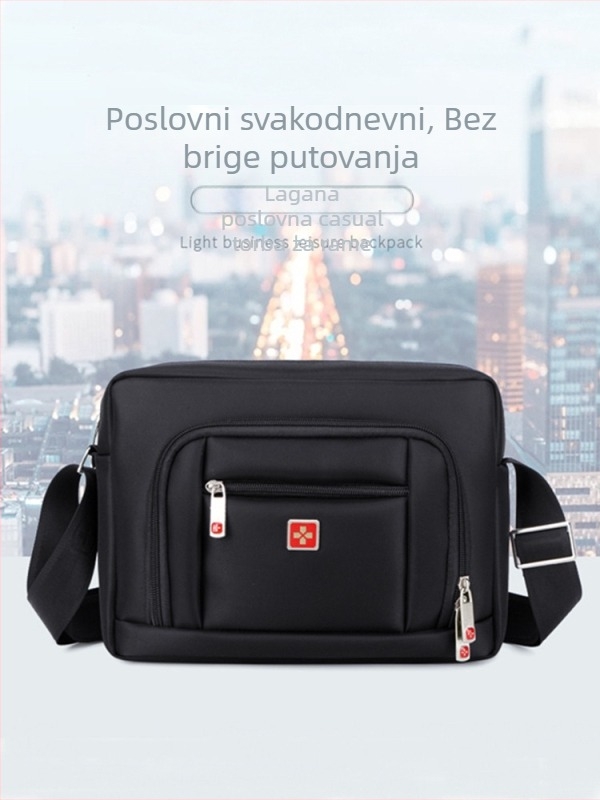 JANGEAR muška torba za ramena, Oxford platno, crossbody na jedno ramena, gradski jednostavan stil, antibakterijska i otporna na habanje, vodoravni kvadratni oblik, jednofarbna