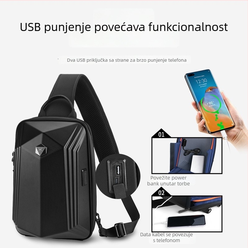 Muška torba za prsa EVA, vodootporna, uličnog stila, podstava od poliestera
