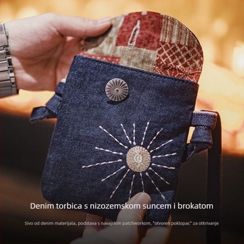 Muška crossbody torbica s izvezenim motivom – denim, otporna na habanje, Madden – retro stil, proljeće 2024