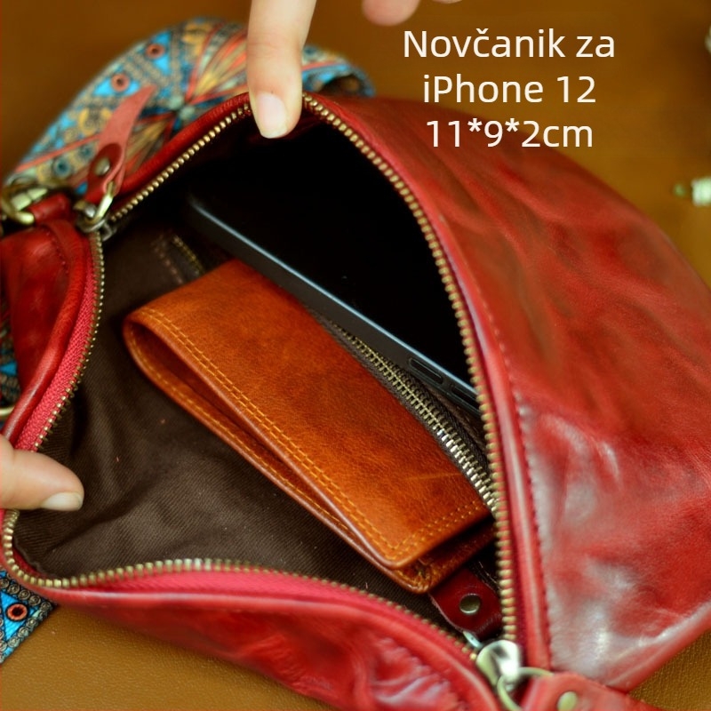 Muška torba preko ramena od prave kože, gornji sloj teleće kože, podstava od pamuka, svakodnevno korištenje