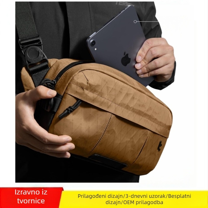 Muška crossbody torba u obliku dijamanta, od najlona, vodootporna, otporna na habanje, s proširivim kapacitetom, zatvarač