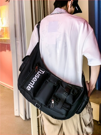Muška crossbody torba, ulični stil, Oxford tkanina, otporna na habanje, uzorak s slovom, podstava od poliestera (Dnevna upotreba)