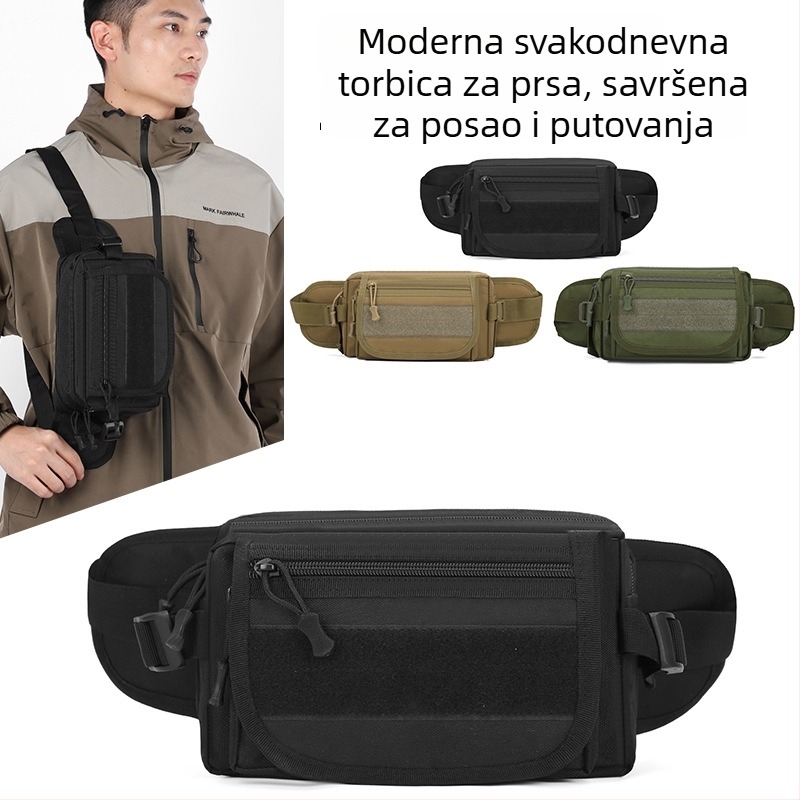Muška torba za prsa — gradska jednostavnost, tkanina visoke gustoće vodootporna, prozračna i otporna na habanje, podstava od poliestera