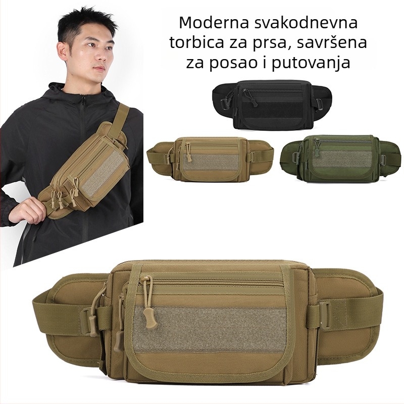 Muška torba za prsa — gradska jednostavnost, tkanina visoke gustoće vodootporna, prozračna i otporna na habanje, podstava od poliestera