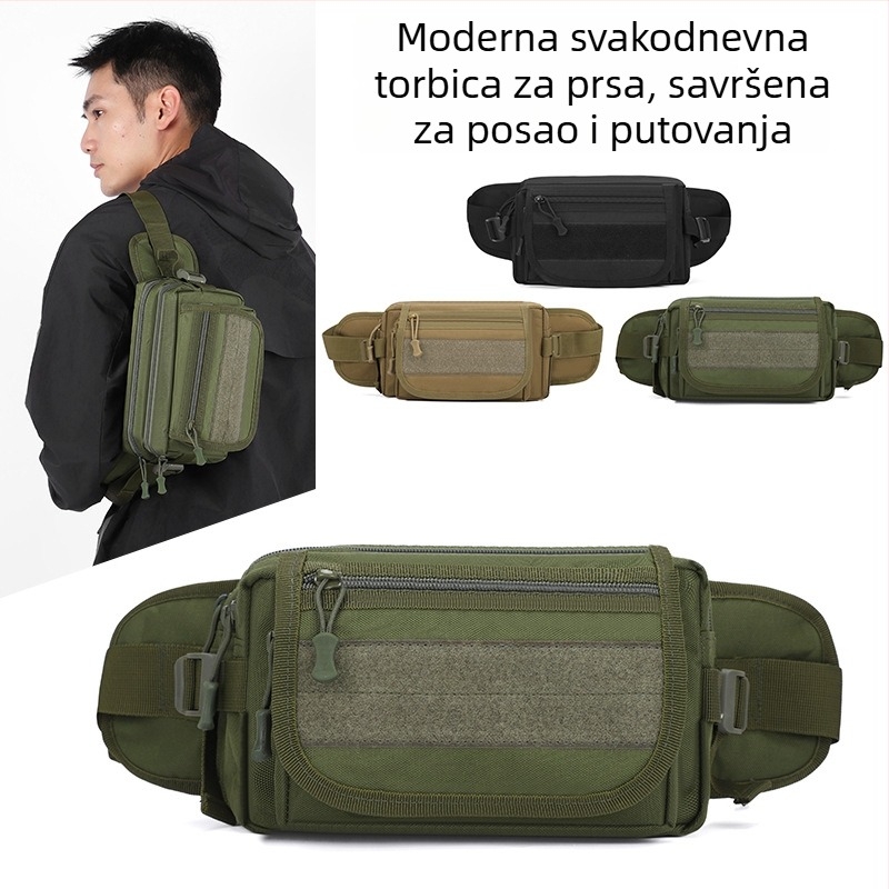 Muška torba za prsa — gradska jednostavnost, tkanina visoke gustoće vodootporna, prozračna i otporna na habanje, podstava od poliestera