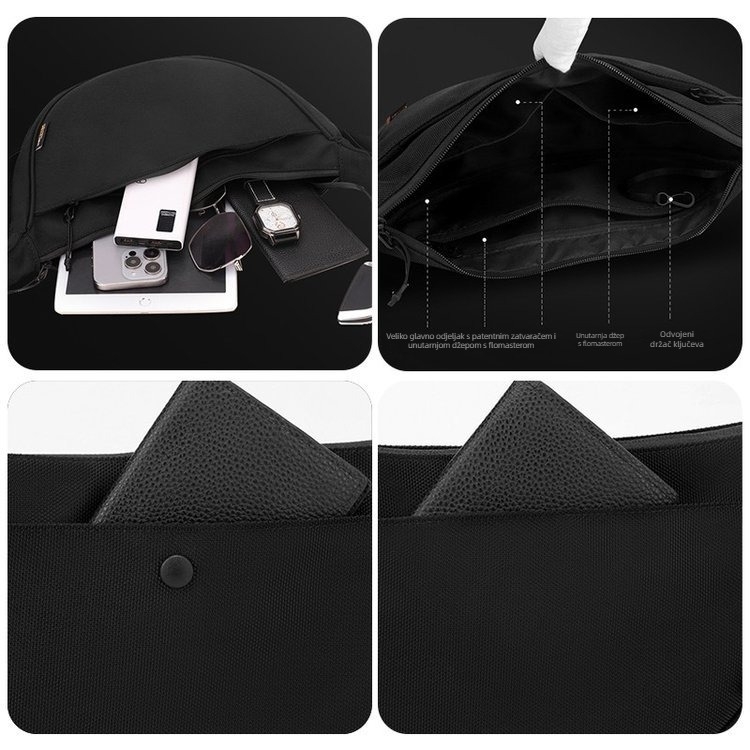 Muška crossbody torba za putovanje, Leisure Travel stil, Oxford platno, otporna na habanje, podstava od poliestera, ljeto 2025