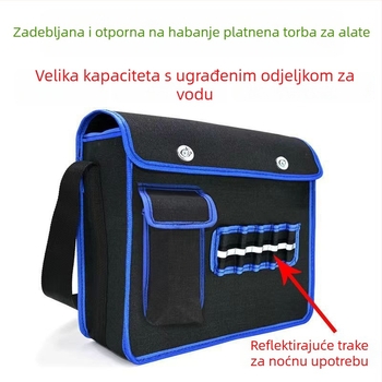 Električarska torba za alat preko ramena – platno, PU podstava, antibakterijska, muška torba preko ramena