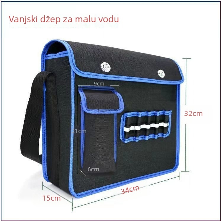 Električarska torba za alat preko ramena – platno, PU podstava, antibakterijska, muška torba preko ramena
