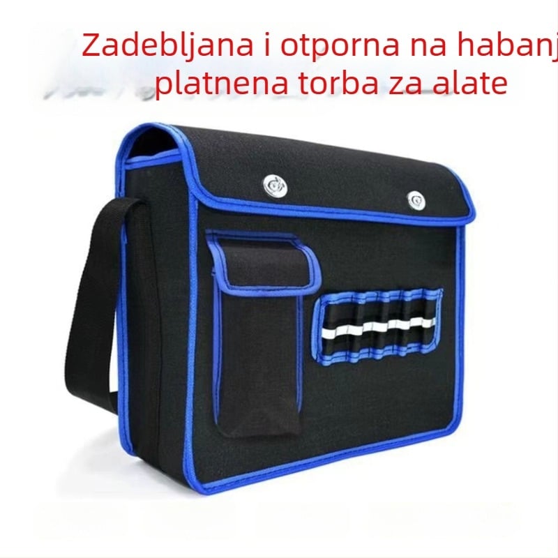 Električarska torba za alat preko ramena – platno, PU podstava, antibakterijska, muška torba preko ramena