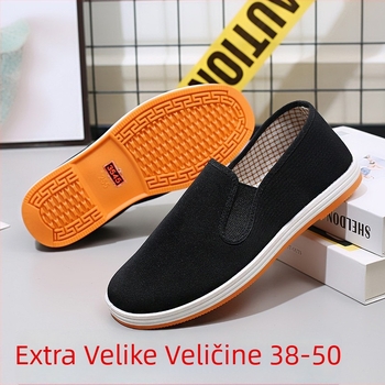 Stare pekinške platnene slip-on tenisice – unisex, okrugli vrh, unutrašnjost od tekstila, niski potpetica 1–3 cm, ljeto