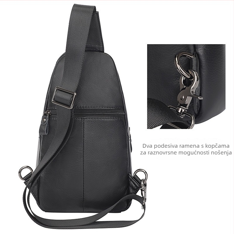 Muška kožna crossbody torba, ulični stil, model 4013Q, vodootporna, kompatibilna s 8-inčnim prijenosnikom
