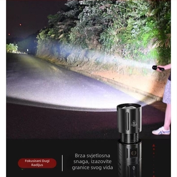 T40 LED svjetiljka, punjiva, 5000mAh baterija, 20W, 350+ lm, domet 500m, aluminijska legura