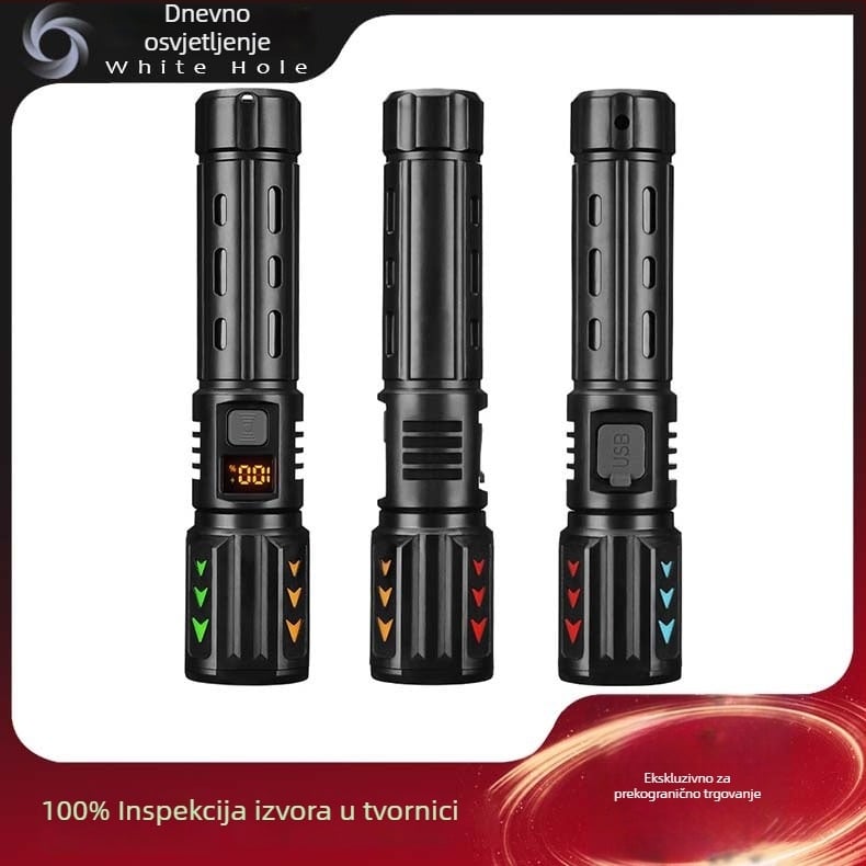 LED fenjer za vanjsku upotrebu s teleskopskim zumom, 10W, 1200mAh, ručno pokretano napajanje