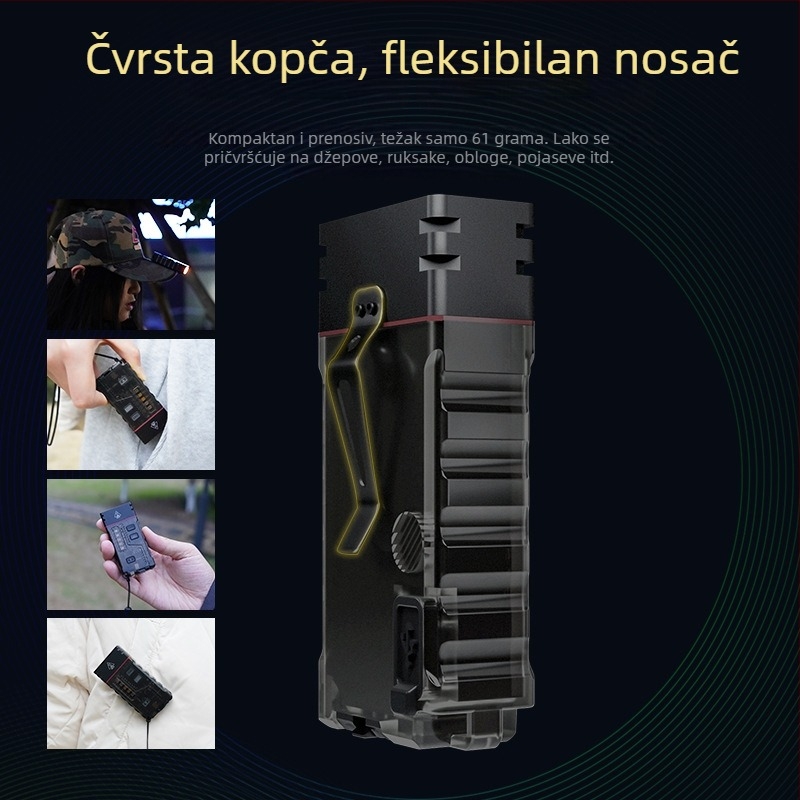 Vanjska punjiva mini LED lanterna s alarmom protiv vukova — Višenamjenska mini LED lampica za ključeve (Marka Ruigu; LED; Kapacitet baterije 150; Punjenje; Ručno pokretanje)