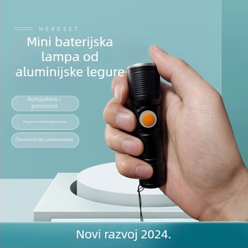 LED svjetiljka za nuždu, USB punjiva, podesivi fokus, dugi domet preko 500 m, kućište od aluminijske legure