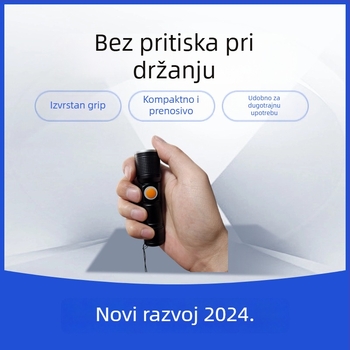 LED svjetiljka za nuždu, USB punjiva, podesivi fokus, dugi domet preko 500 m, kućište od aluminijske legure