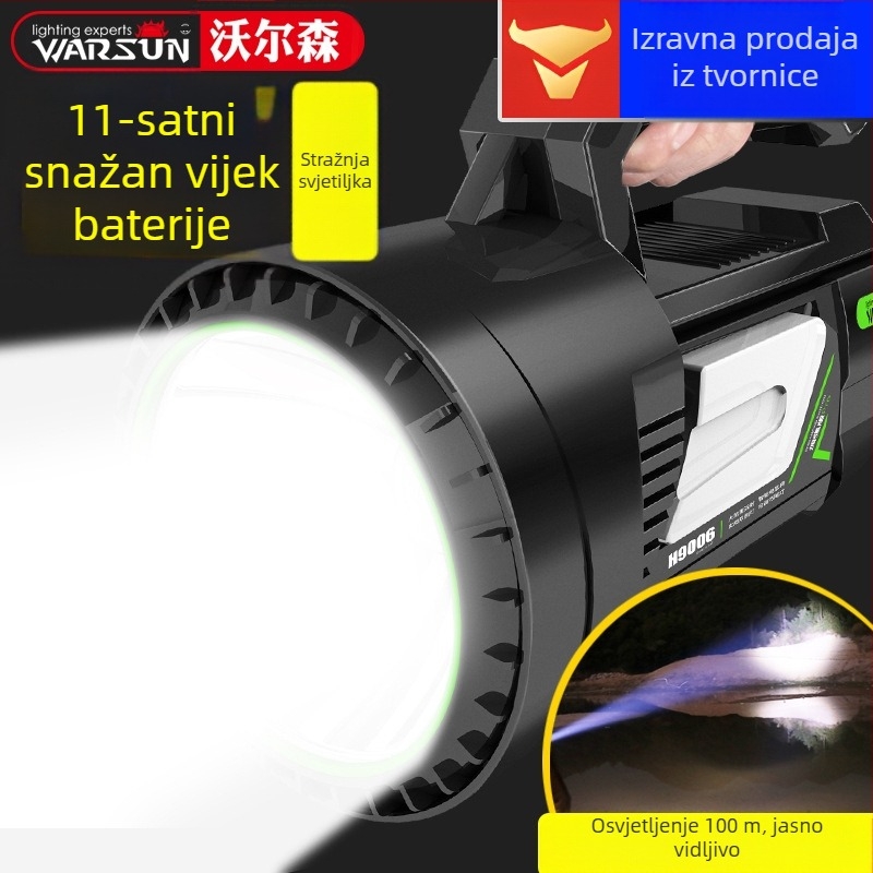 H9006 Prijenosni LED reflektor — aluminijsko kućište, dugi domet, snop iznad 500 m
