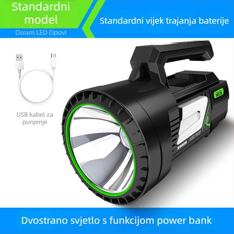 H9006 Prijenosni LED reflektor — aluminijsko kućište, dugi domet, snop iznad 500 m