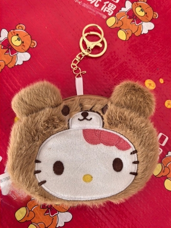 Mini pliš novčanik za kovanice s mačjim privjeskom i ključem – ultra lagan, za pohranu, pliš materijal, životinjski dizajn, podstava od poliestera