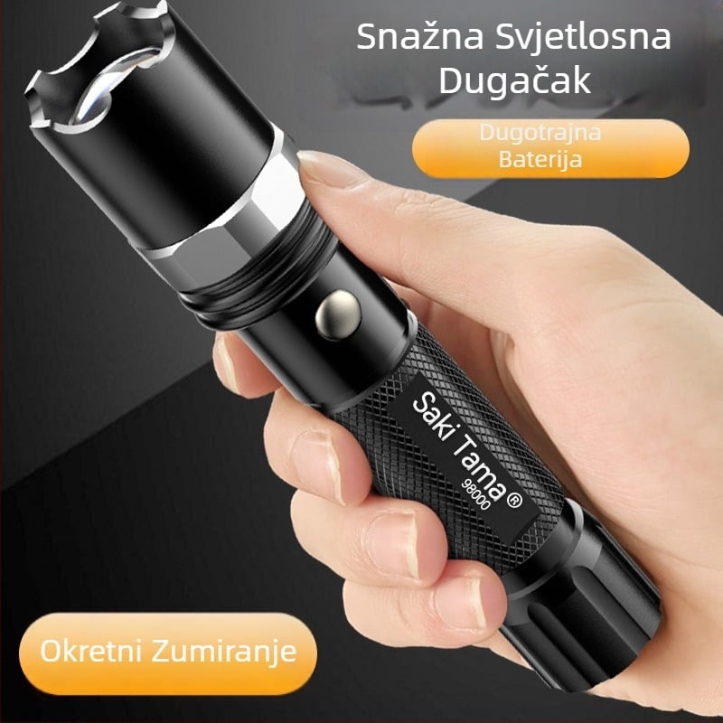 LED svjetiljka T6, 10W, aluminijska legura, ponovno punjiva, 18650 baterija