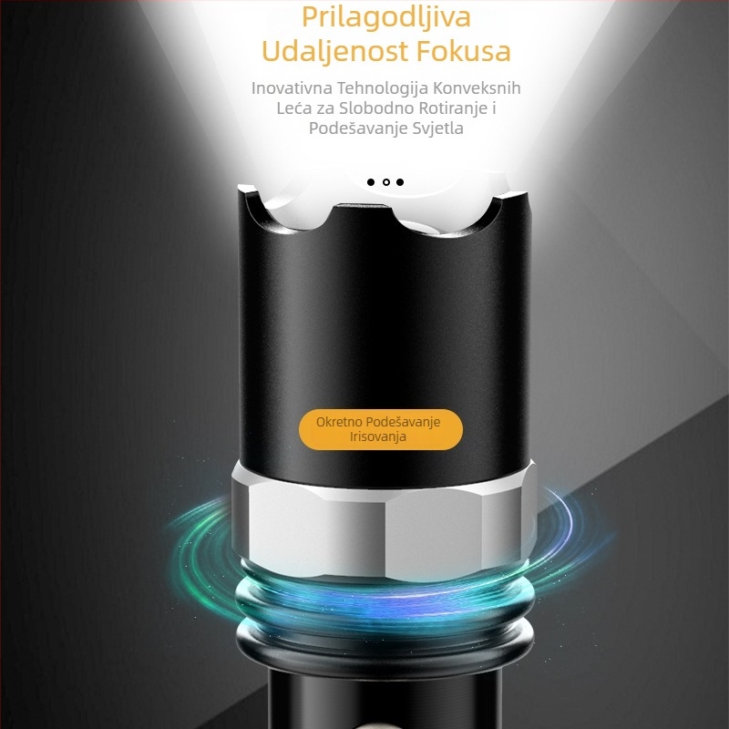 LED svjetiljka T6, 10W, aluminijska legura, ponovno punjiva, 18650 baterija