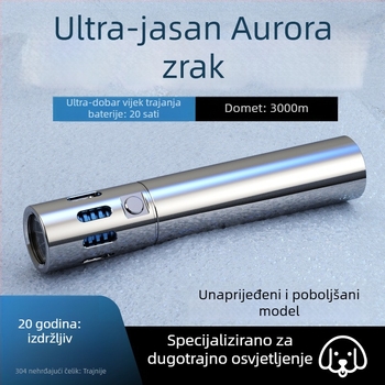 Fener LED od nehrđajućeg čelika, 40W, punjiva, ručno punjenje, domet do 500 m, kapacitet baterije 4800mAh