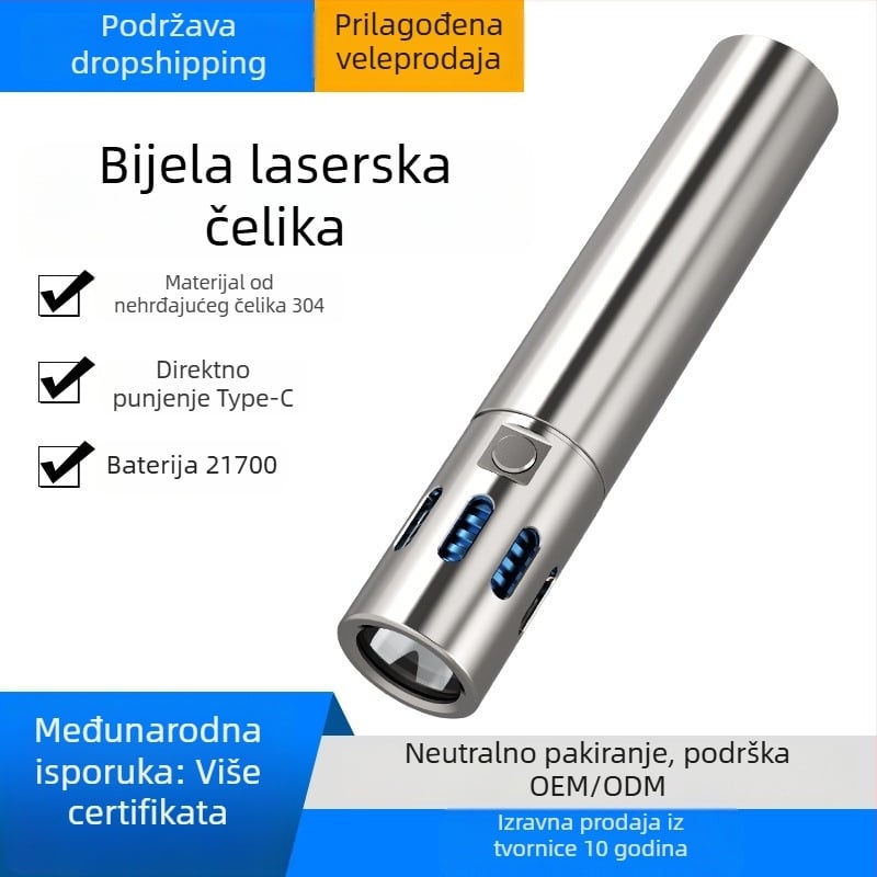 Fener LED od nehrđajućeg čelika, 40W, punjiva, ručno punjenje, domet do 500 m, kapacitet baterije 4800mAh