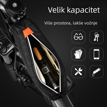Prednja torba za okvir bicikla, vodootporna, platnena, kapacitet 1 L