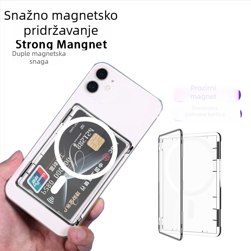 MagSafe držač kartica s lijevo-desno preklopom, prozirni akrilni spremnik za kartice/ID