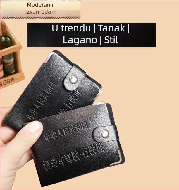 PU kožni držač kartice i vozačke, Model 0718, unisex, gradski minimalistički stil, podstava od sintetičke kože, dnevna uporaba