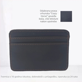 Držač kartica od prave kože, ultra-tankog dizajna, jedinstven dizajn, kompaktni novčanik za kovance, otmjen stil, unisex