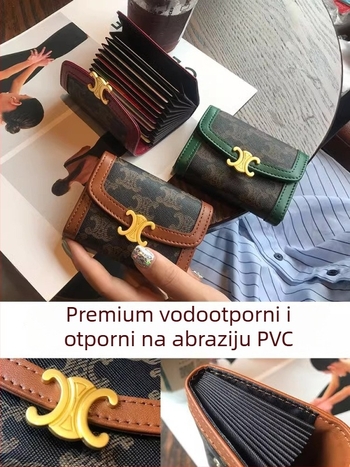 Držač kartica za žene, PVC, prugasti uzorak, urbani minimalistički stil, velika kapacitet s više pretinaca za kartice
