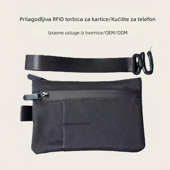 RFID zaštita od krađe: novčanik s džepom za novac, mini torbica i džepom za telefon – poliester, karirani uzorak, vodootporan i izuzetno lagan, unisex