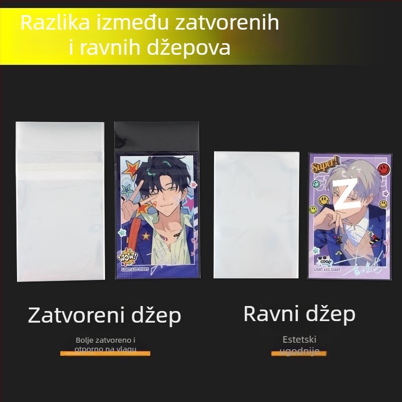 CPP prozirni zaštitni džep za kartice s fotografijama idola, debljina 0,1 mm, plitak otvor