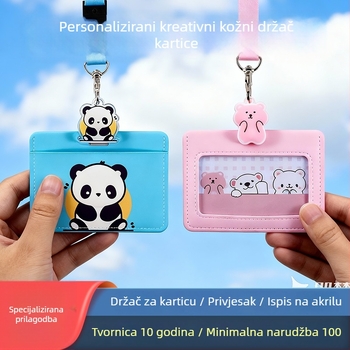 PU imitacijski kožni držač kartica s narukvicom, karikatura stil, višestruke kartice, zaštitna futrola