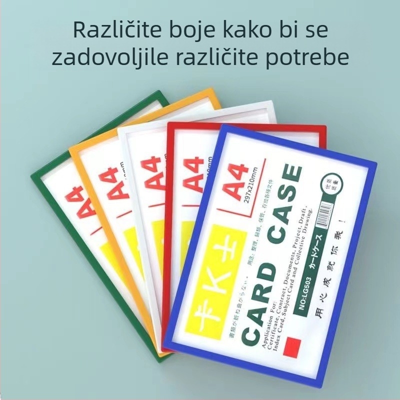 Prozirna PVC futrola za kartice, magnetski čvrsti držač za dimenzije A3/A4