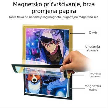 Magnetski okvir za fotografije A3 bez bušenja; za certifikate i poslovne dozvole; A4 zaštitna kutija za prikaz; mekani magnetski okvir za plakate; 8K