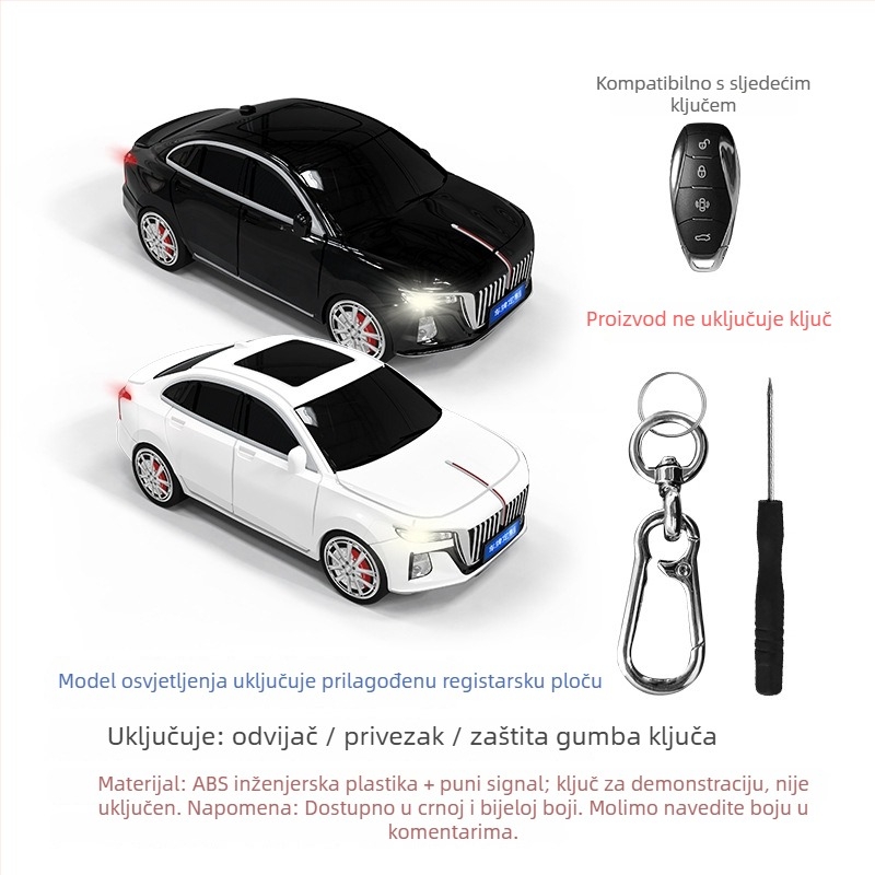 Smart Bird Hongqi H5 futrola za ključ s LED – plastična zaštitna futrola za automobil ključ, moderan stil