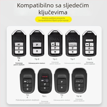 Honda futrola za ključ s najlonskim užetom od cinkovog legura i kopčom, kompatibilna s Civic, Accord, CR-V, HR-V, XR-V, BR-V i UR-V