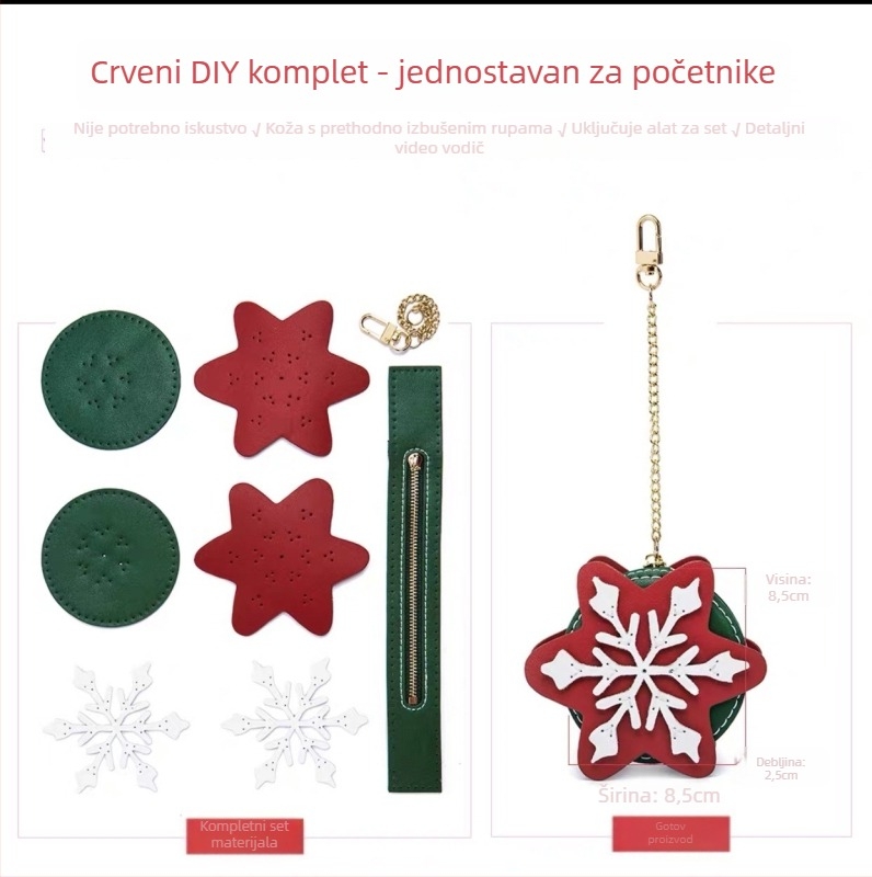 Novčanik za kovance od PU kože, okruglog oblika, zatvaranje na čip, pejzažni uzorak, model Snowflake Coin Purse, unisex dizajn