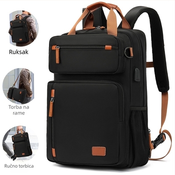 Poslovni ruksak za laptop, proširiva kapaciteta 20-35 L, zaštita zračnim jastukom, ergonomske zakrivljene naramenice