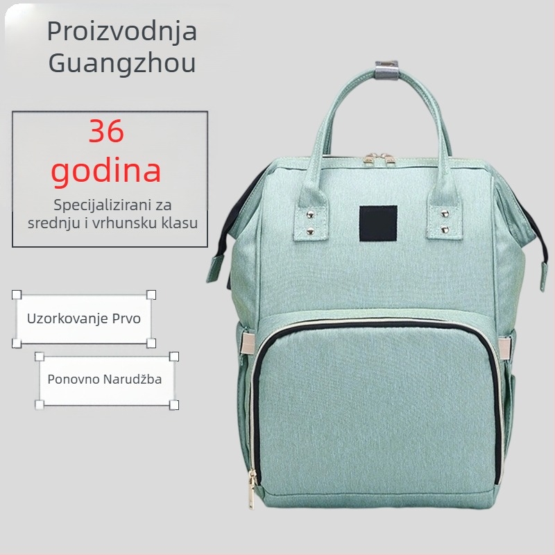 Torba za mamu i bebu - višenamjenska torba s velikim kapacitetom, Oxford materijal, vodootporna, podstava od poliestera