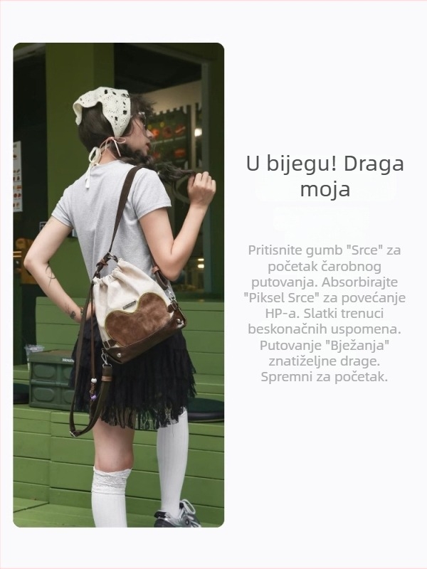 3-u-1 ruksak s vezicama, crossbody i bucket bag; korejski nišni dizajn; materijal PU; kapacitet ispod 20 L; podstava od poliestera.