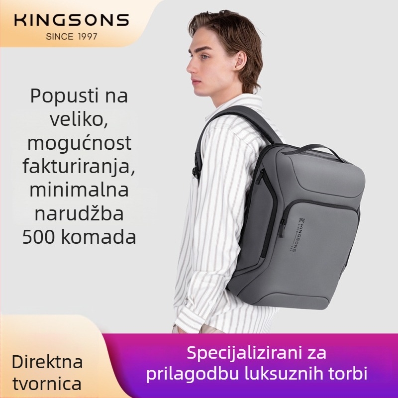 Kingsons Poslovni ruksak za putovanje, poliester, kapacititetom ispod 20 L, kompatibilan s 15-inčnim prijenosnikom, otporno na habanje i smanjenje opterećenja, zakrivljeni remen za rame