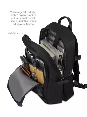 Unisex ruksak za putovanje za prijenosno računalo, najlon, vodootporan, podržava 15-inčni laptop, remeni s zračnim jastučićima