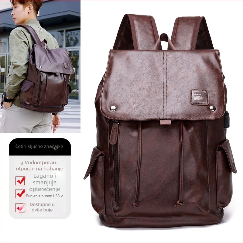 Retro PU kožni poslovni ruksak za putovanja, unisex, 20–35L, kompatibilan s 16-inčnim laptopom